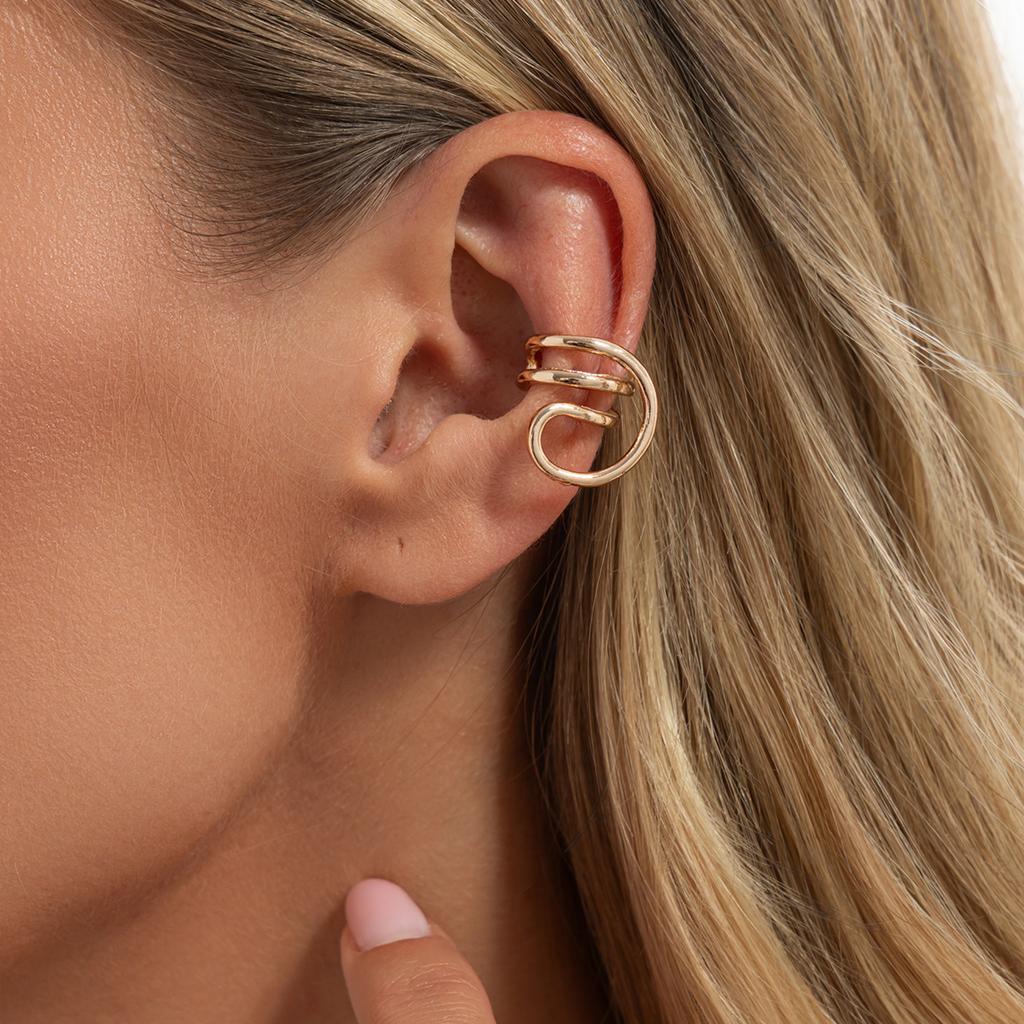 European and American Simple Line Winding Geometric C-shaped Ear Clip Ear Jewelry, Sweet and Cool Ins Hollow Linear Ear Bone Clip
