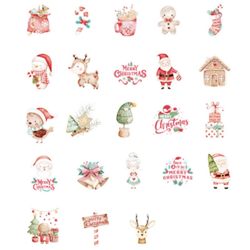 46pcs/Box Christmas Stickers Santa Claus Reindeer JournalDIYGift Box Gift Bag Decoration Self-Adhesive Sealing Sticker
