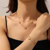 Elegant Retro French Titanium Steel Butterfly Clasp Beaded Cross Chain Jewelry Set