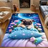 Pug Under The Stars Creative Print Carpet for Living Room Bedroom Bedside Sofa Table Floor Mat Home Area Rug Decor for Gifts