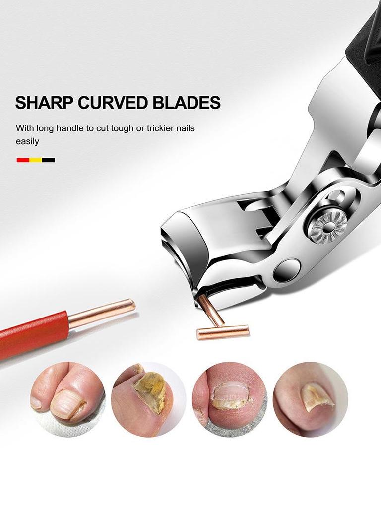 Stainless Steel Long Handle Curved Nail Clipper with Large Grip