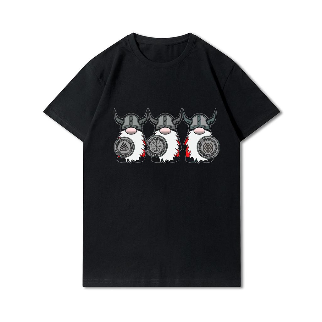 100% Cotton Summer Men T Shirts Viking Vintage Skull Beard with Headphone Printed Casual Top Tees