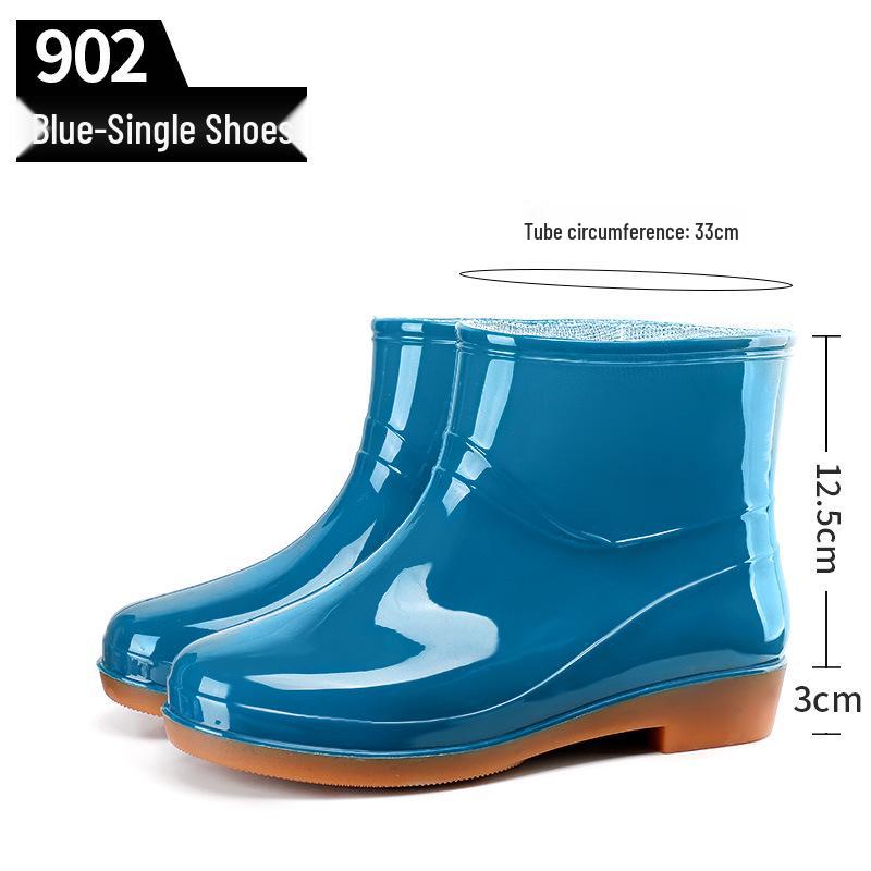 Women's Slip-On Waterproof Short Rain Boots, Non-Slip Mom Shoes for Kitchen, Home & Garden with Tendon Sole