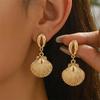 Gold Color Metal Texture Conch Shell Dangle Earrings For Women Exaggerate Big Starfish Scallops Drop Earring Beach Party Jewelry