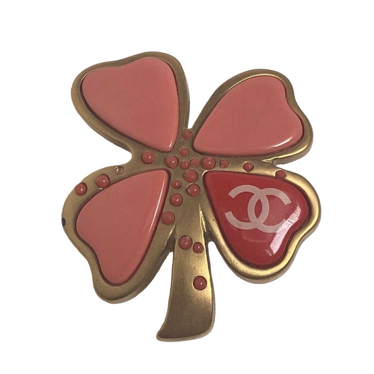 

CHANEL COCO Mark 031P Stylish Outing Clover Brooch Gold / Pink Women Used