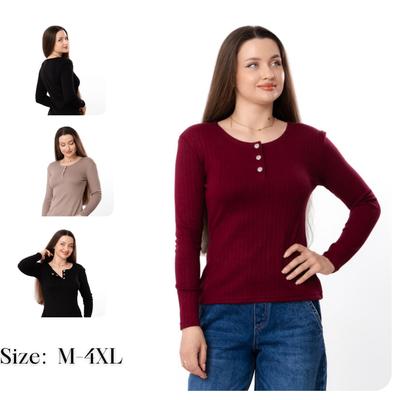Rippstrick Angora Langarm für Damen – Gemütliches Weiches Strickoberteil, Übergangszeit 8455-088 HC
