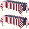 2Pcs American Flag Tablecloth, Patriotic Waterproof, Oil-Proof, Stain-Proof Disposable Rectangular Plastic Tablecloth, Independence Day, Memorial Day