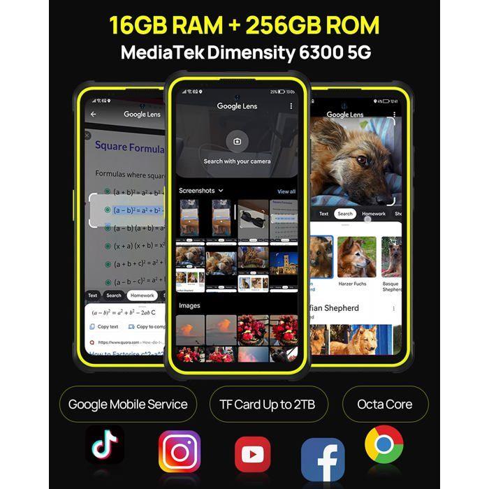 Ulefone Armor X31 Pro Téléphone Portable Incassable 5G 16Go+256Go 6,56" 120Hz 6050mAh 64MP Smartphone Robuste Dual SIM/NFC Orange