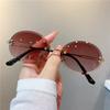 Vintage Metal Oval Sunglasses Rimless Uv400 Protection Sun Glasses Gradient Lens Frameless Shades For Women Men Sunglasses Woman