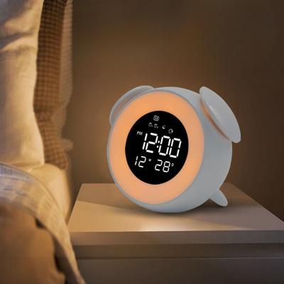 Musik LED Wecker Aura Licht LED Aufwachlicht Uhr mit Sonnenuntergangsmodus Kinder Cartoon Nachttischlampe