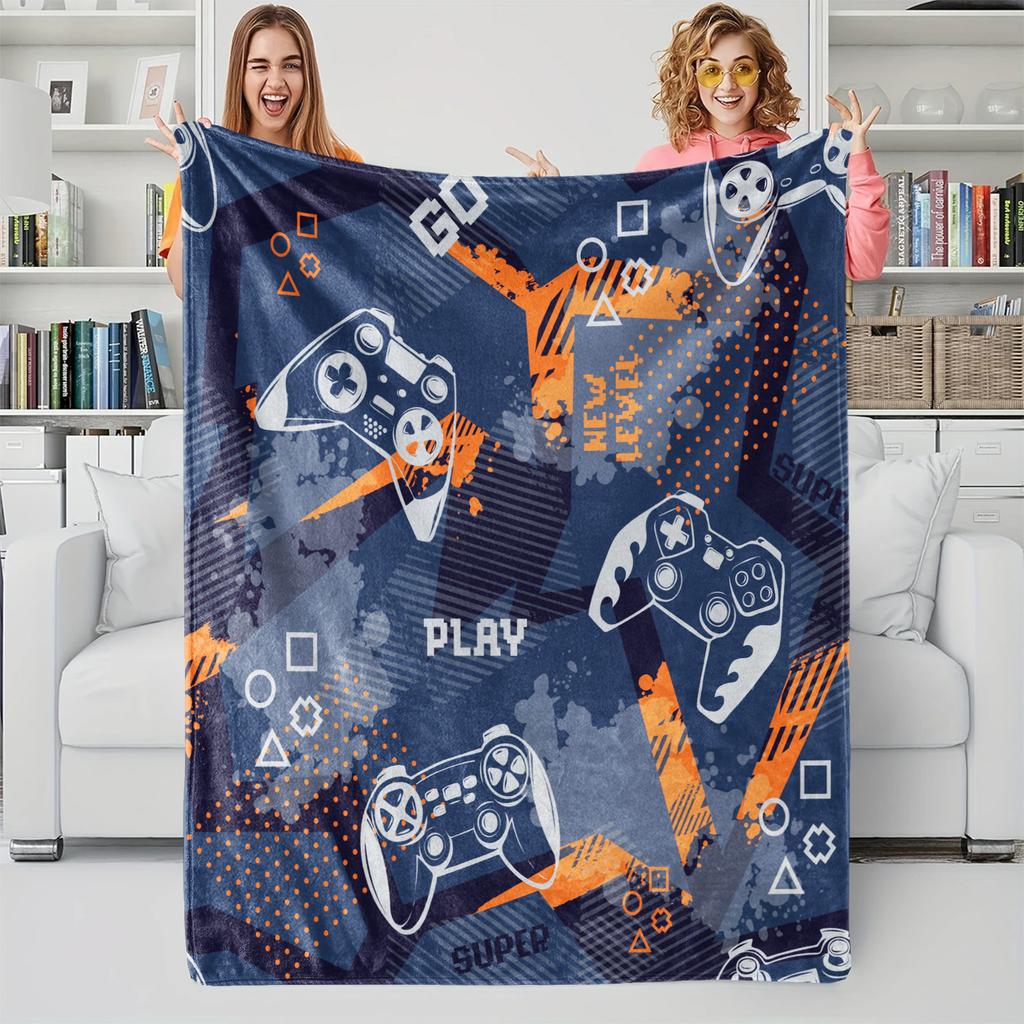 Gamepad-Bedruckte Kuscheldecke Weiche und Gemütliche Plüsch-Überdecke Bettdecke Nickerchen-Decke Perfektes Geschenk für Videospiel-Liebhaber