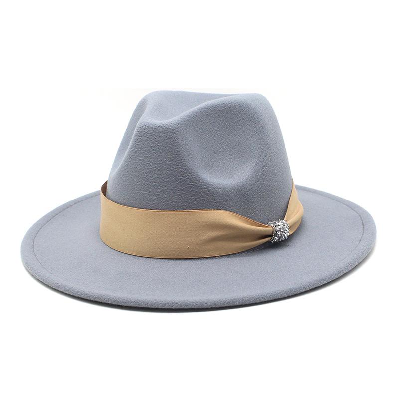 British Woolen Hat Women'S Spring Wide Brim Flat Top Internet Celebrity French Top Hat Flat Edge Imitation Wool Camel Jazz Hat