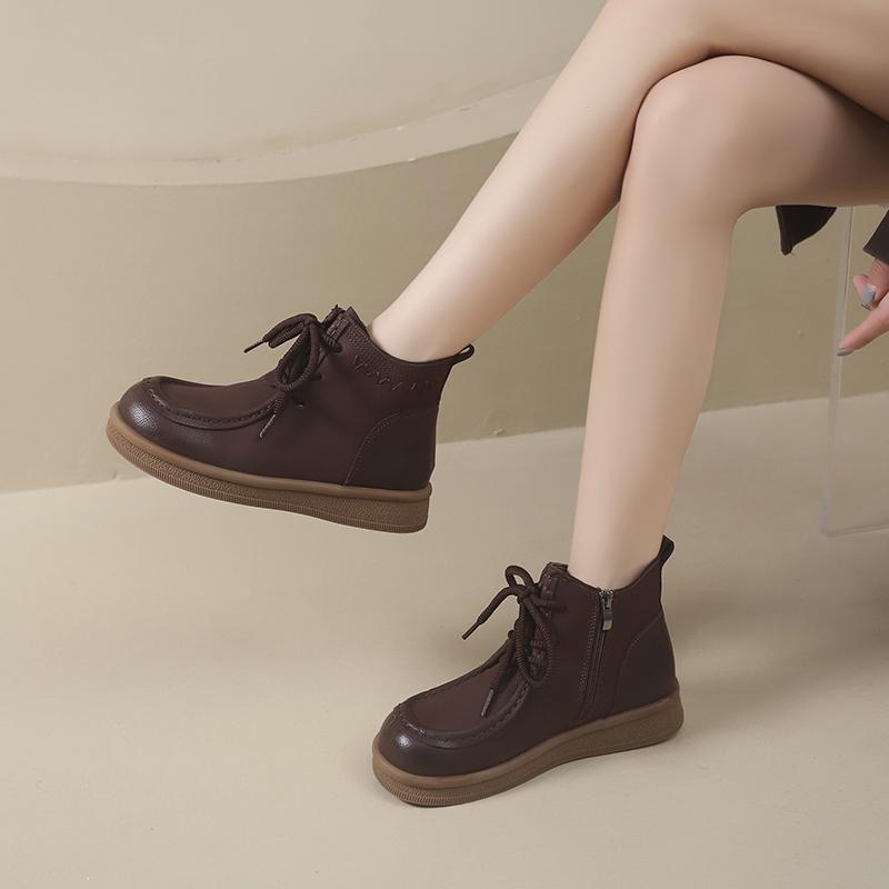 Retro Soft-soled Women's Autumn and Winter  New Flat-soled Foreign-style Single Boots Fashion Non-slip Versatile Booties