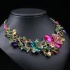 Multicolor Earrings with Matching Necklace Fashion Bauhinia Flowers Crystal Zircon Set Wedding Necklace Women Zircon
