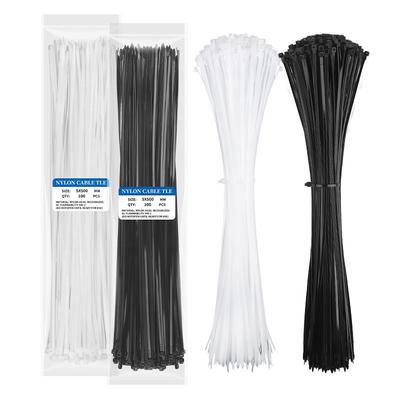 20 Inch  Black White  Zip Ties Heavy Duty 5x500mm Nylon Cable Ties Multi-functional Self-locking Anti- UV Plastic Cord Wire Ties