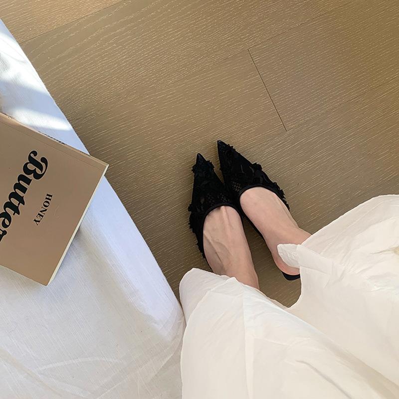 Summer Pointed Toe Women Slippers Fashion High Heels Party Slide Shoes