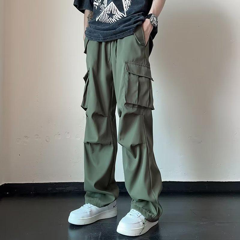 Overalls Men's Summer New High Street Ins Tide Brand Loose Straight Pants Teen Fashion Drawstring Casual Pants