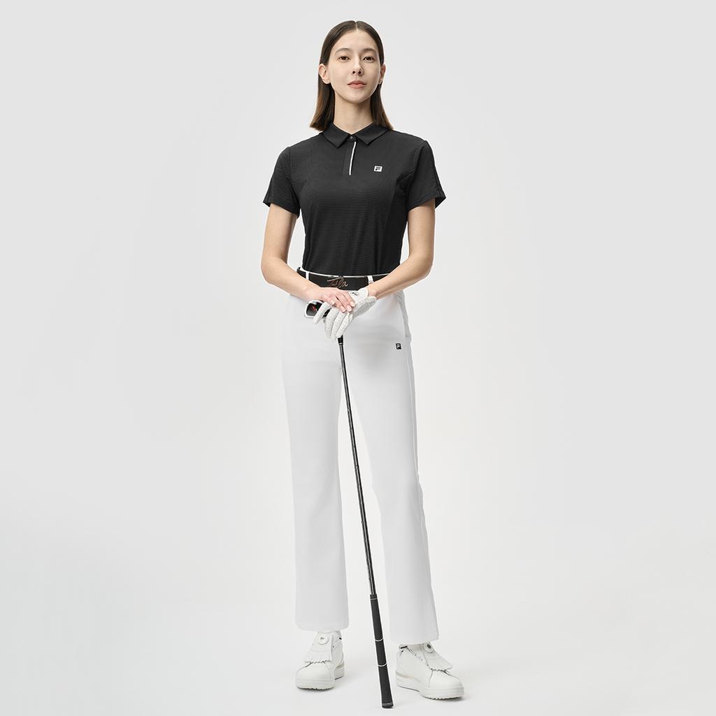 Fila Athletics Golf Series Trendy Versatile Casual Comfortable Bow Sports Golf Knitted Short Sleeve Polo Shirt Women Polo Shirts A11W525102FBK