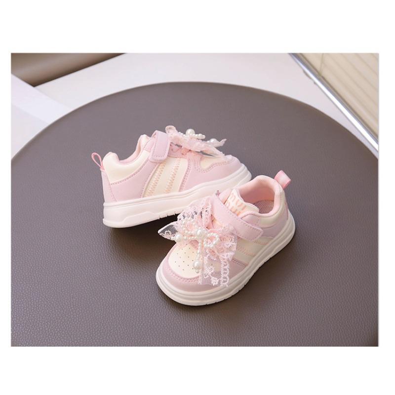 Girls Princess Bowknot Versatile Non Slip Soft Sole Lightweight Kids Sport Sneakers