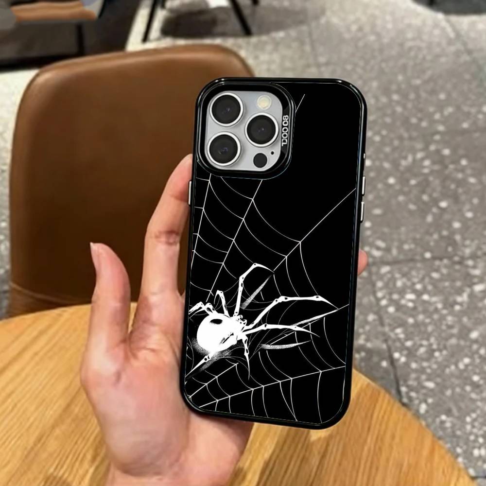 Cool S-Shadow S-Spider Phone Case For iPhone17,16,15,14,13,12,11 Plus,Pro Max Colored Silver Plated Inside Cover