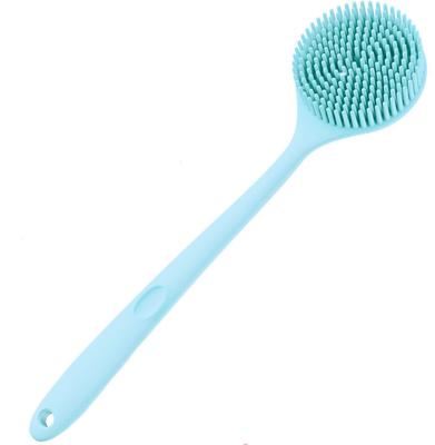 INOVERA (LABEL) 2-in-1 Long Handle Bathing Brushes for Men and Womens - Soft Silicone Back Bath Body Brush with Bristles (Light Blue)