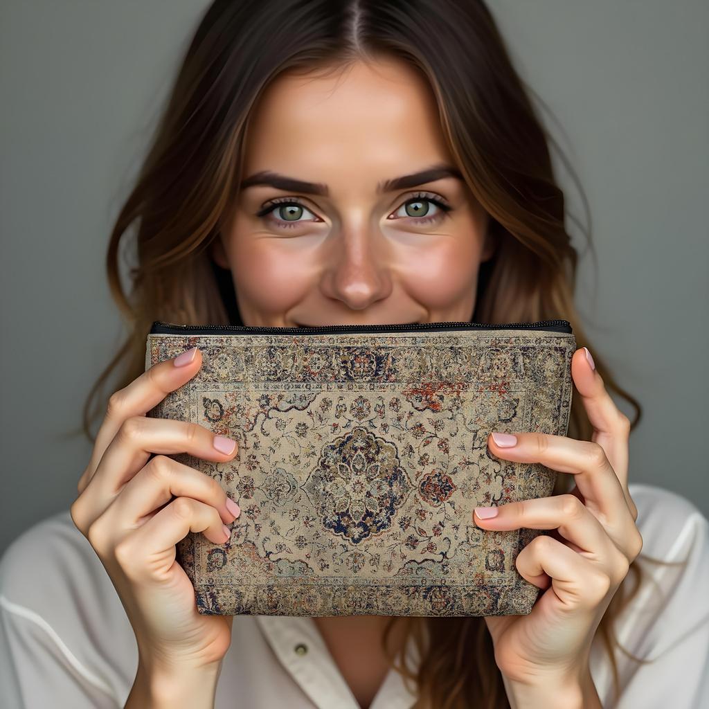New Creative Pattern Zipper Storage Bag Printed Fine Hemp Cloth Bag Women's Multi Functional Makeup Bag