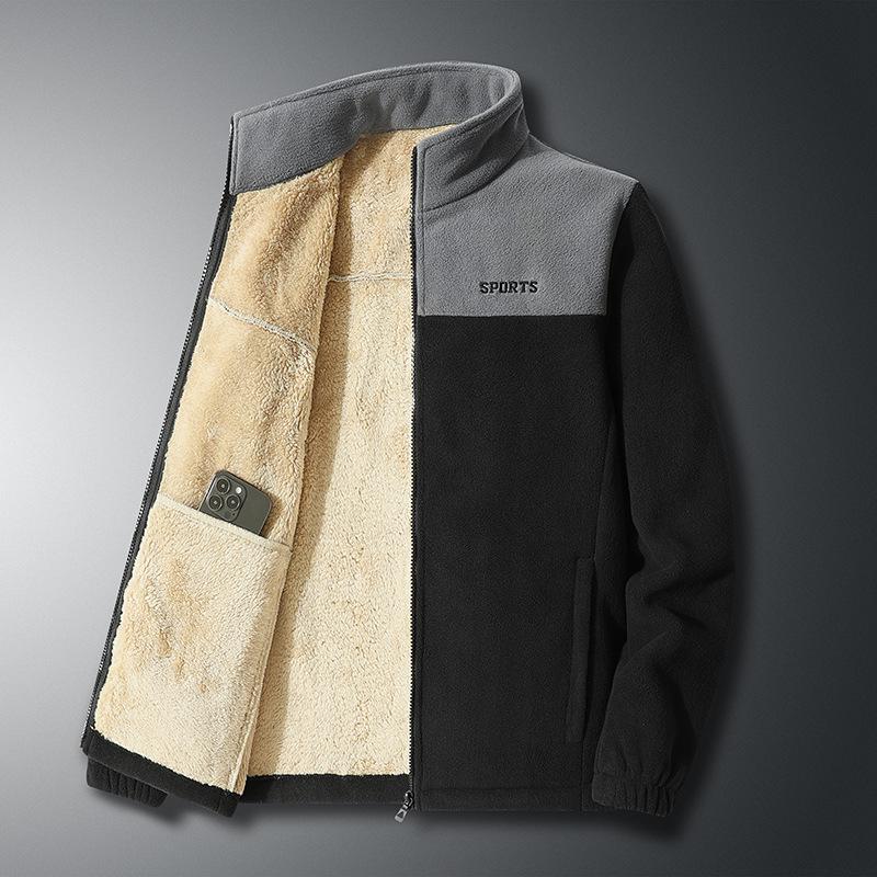 Męska kurtka zimowa plus size z podszewką z polaru – Pogrubiona, ciepła odzież wierzchnia