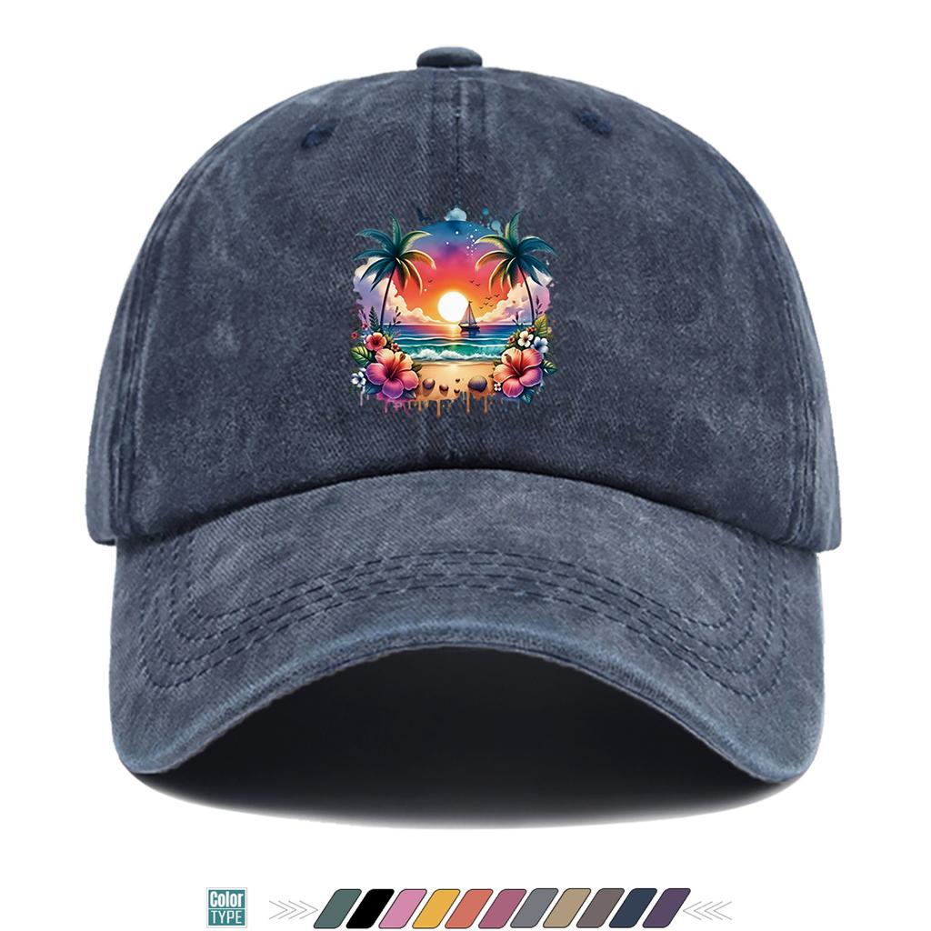 Pc Pcs Tropical Palm Tree Print Baseball Cap with Coconut Tree Adjustable Duckbill Hat Suitable for Beach Outdoor Music Fes