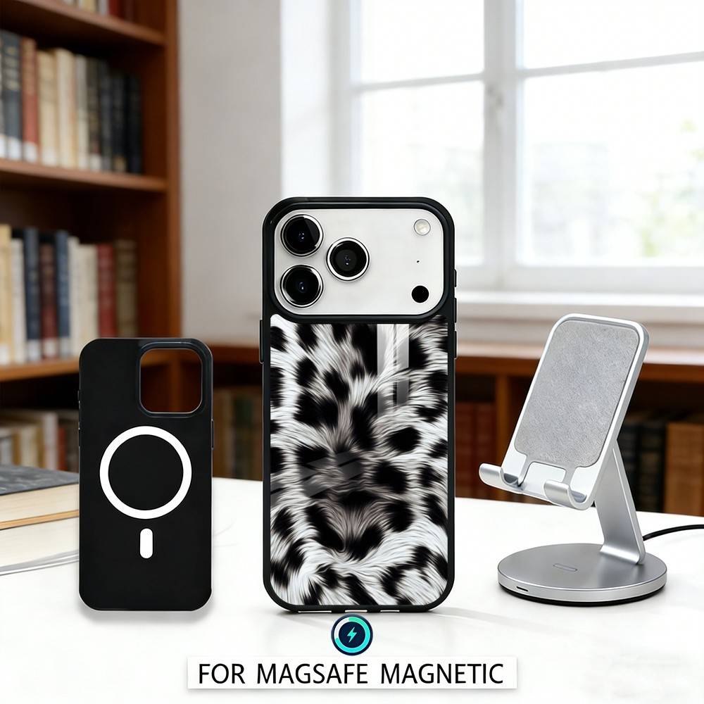F-Fashion T-Tiger Leopard Print Phone Case Magnetic For iPhone17 16 15 14 13 12 Pro Max For Magsafe Wireless Charging Cover