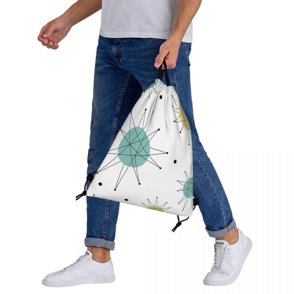 Franciscan Starburst Mid Century Atomic Age Backpacks Multi-function Drawstring Bags Storage Bag Book Bags for Travel Students
