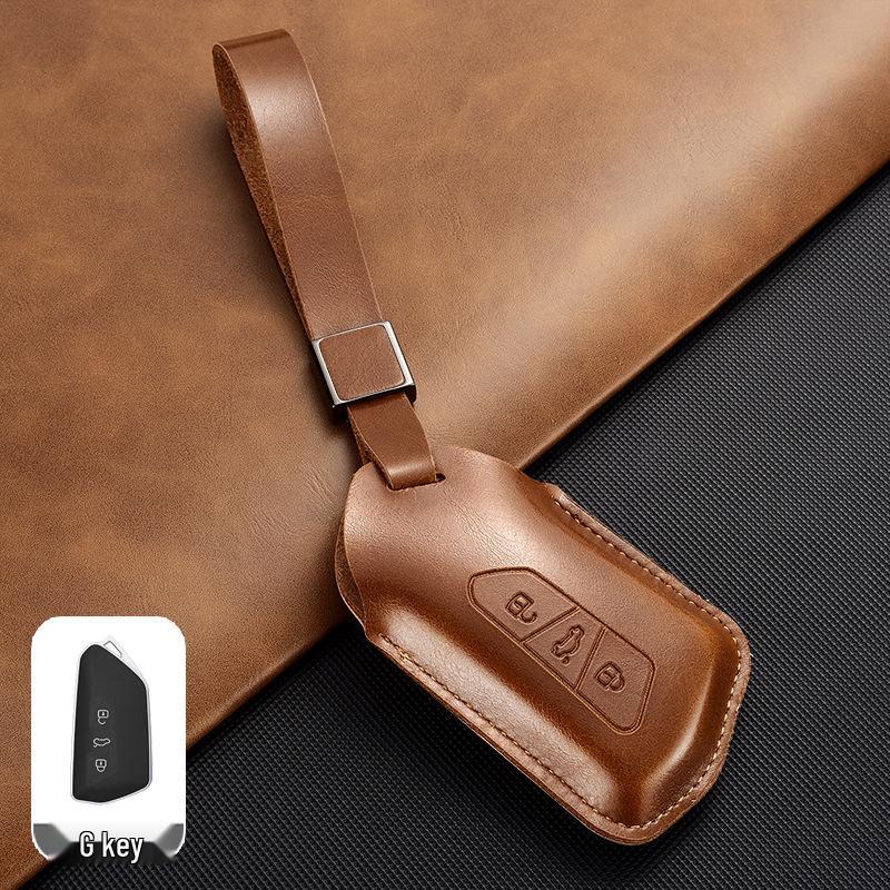 Leather Key Case for Volkswagen Models: T-Cross, Lavida, Lamando, Bora, Tiguan, Sagitar, Polo, Magotan, Passat, Tharu