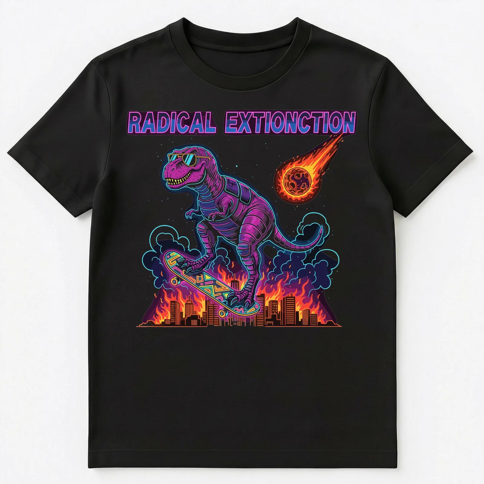 Dinosaur Lover Radical Extinction Skate Retro Unisex T-Shirt S