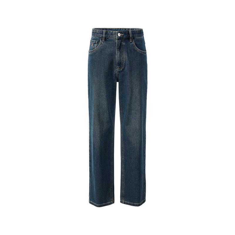 GIOVANNI VALENTINO Men's Autumn/Winter Straight-Leg Casual Brushed Denim Jeans