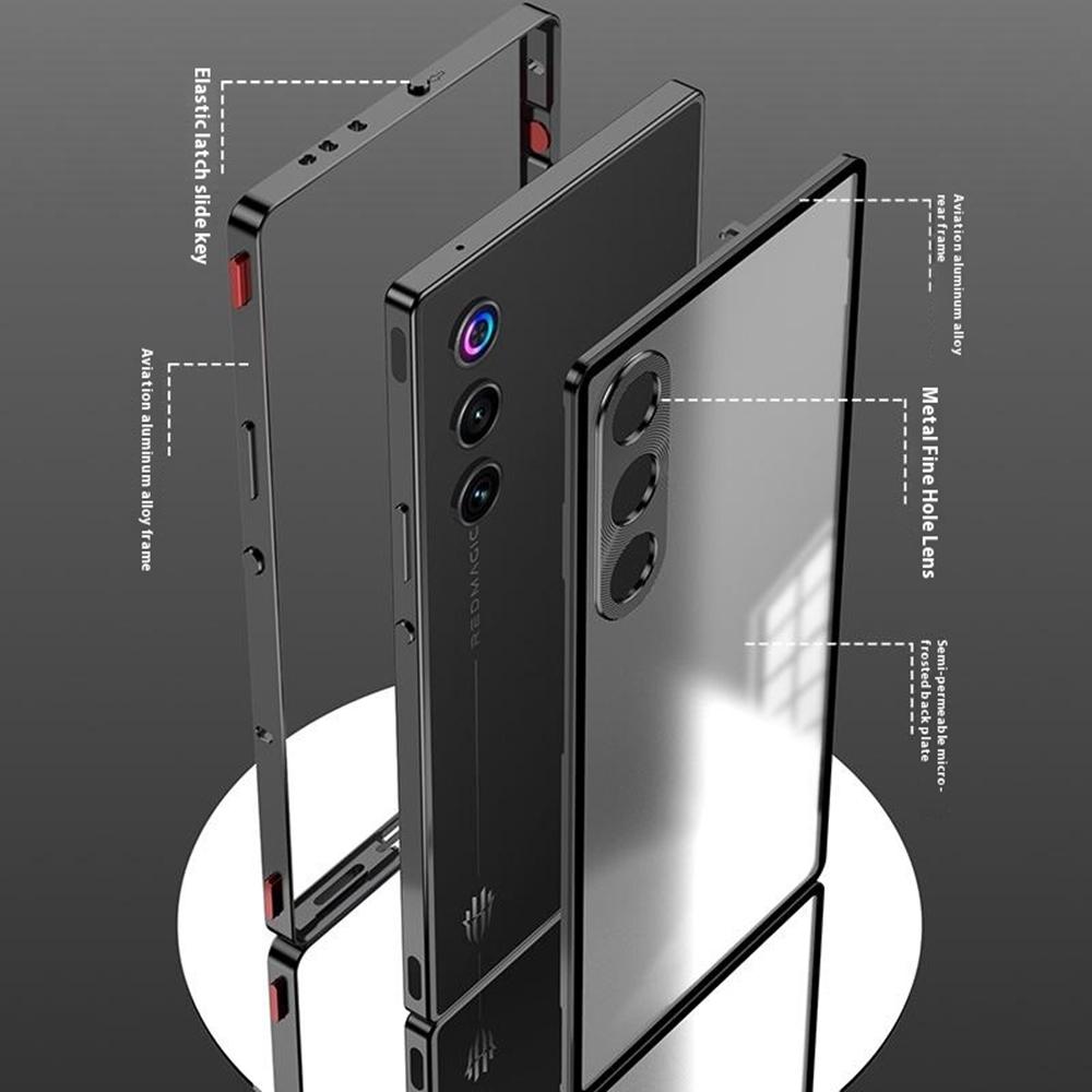 For ZTE nubia Redmagic 10 Air 5G Case Metal Frame Matte PC Back Phone Cover with Snap Button