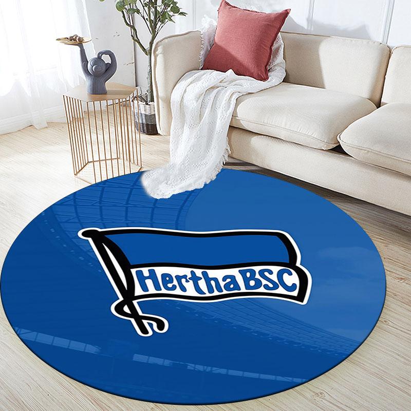 Hertha Berlin pattern round rug,Carpet Rug for Living Room Bedroom Playroom ,Non-slip Floor Mat,Holiday Gifts and Birthday Gifts.