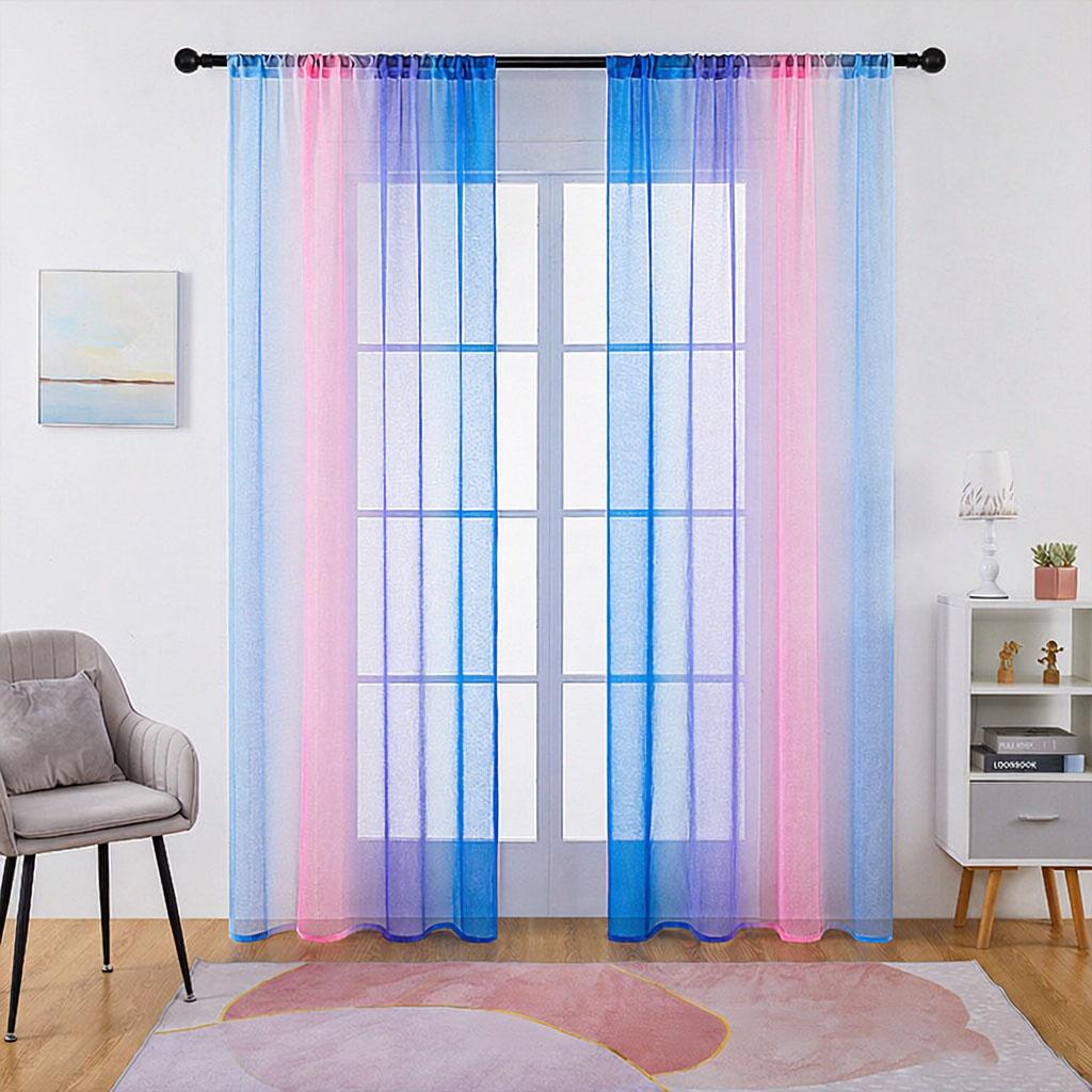 Rainbow Sheer Curtains - Light Filtering Voile Scarf for Balcony, Bay Window, Living Room, Room Divider & Privacy