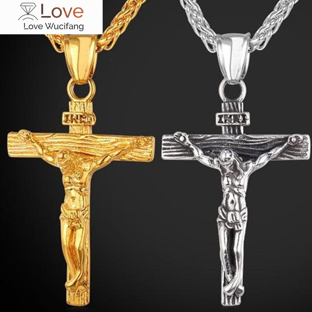 

Христианское ожерелье с крестом Иисуса, женское и мужское ожерелье из нержавеющей стали, религиозное антикварное ожерелье Иисуса, молитва, крещение, ювелирные изделия, подарок