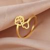 Cazador Adjustable Cute Dog Cat Paw Footprint Stainless Steel Ring Love Heart Women's Ring Jewelry Birthday Party Gifts 2026
