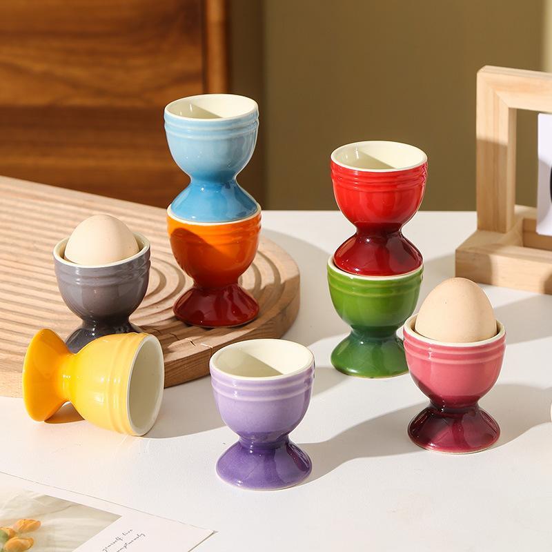 Ceramic Egg Cups, Porcelain Colorful Egg Cups, Stand Holder For Soft Boiled Eggs, Breakfast Cooking Kitchen Egg Serving