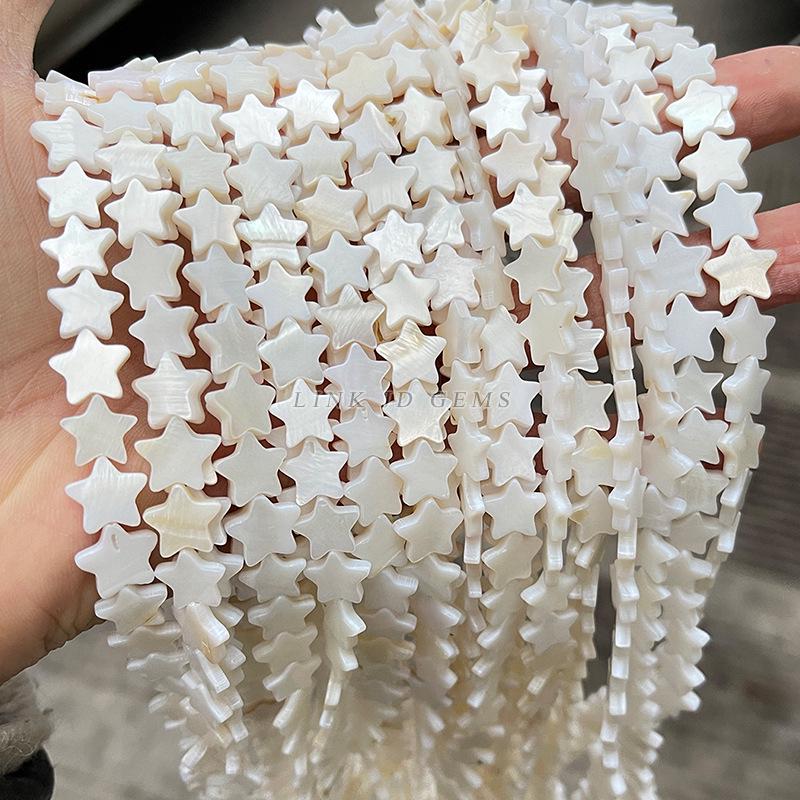 Natural White Mother-of-Pearl Starfish Beads (10/12mm) for DIY Jewelry Accessories