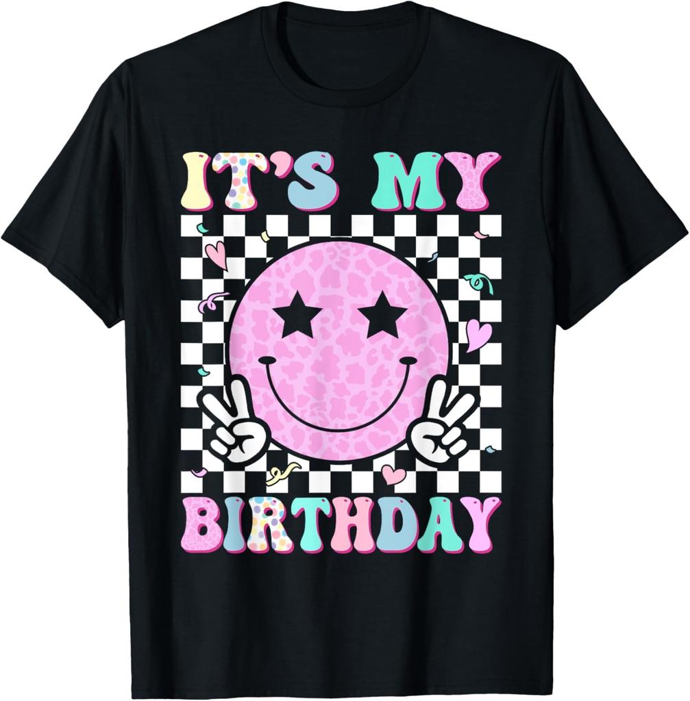 Groovy It's My Birthday Women Teens Girls Smile Face Bday T-Shirt
