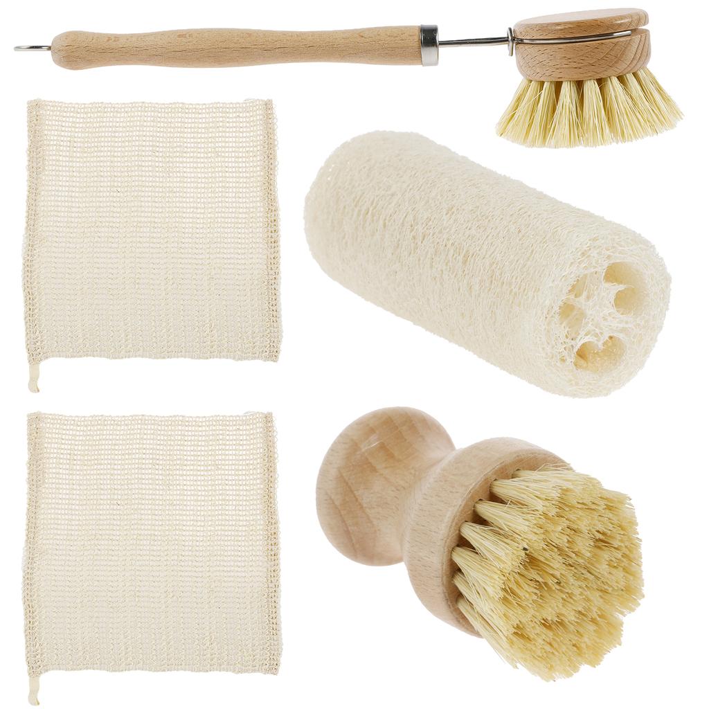 Szczotka do szorowania naczyń Czyszczenie kuchni Włosie sizalowe Zestaw Patelnia żeliwna Garnki Patelnie Szczotka do garnków z uchwytem Myjka do naczyń loofah