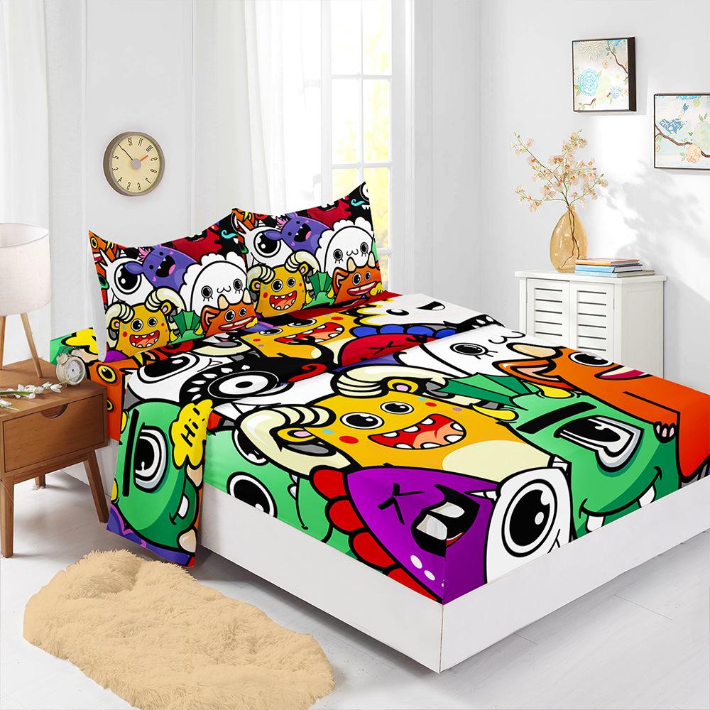 Mattress Four-Piece Set Hip-Hop Graffiti Style Digital Printing Mattress Protective Cover Four-Piece Set Batch