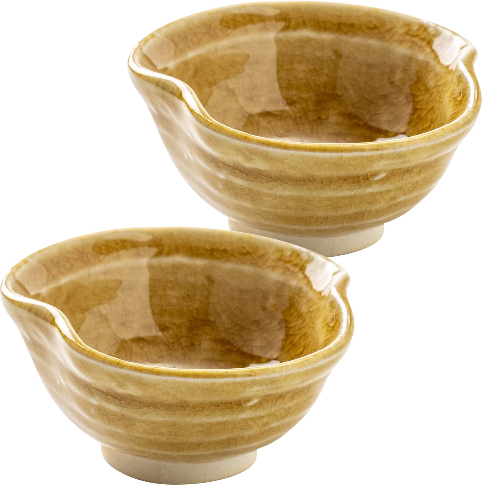 Minoru Pottery Mino Ware amane 70 Small Set of 2 (Amane) Gourd-shaped Dish, Amber,