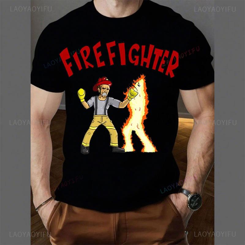 Firefighter Tee Shirt Fire Fighter Gift for Firefighter Clothes Casual Funny Graphic T Shirts Cotton Short Sleeved Printed Tees S разноцветный