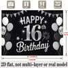 Sweet 16 Birthday Banner, Golden Number Backdrop Wall Decor for Party