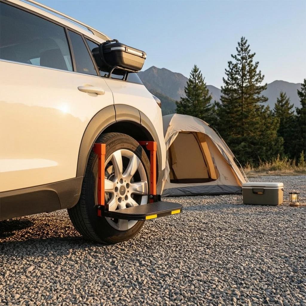 Tire-Mounted Step Ladder Heavy Duty for Garage