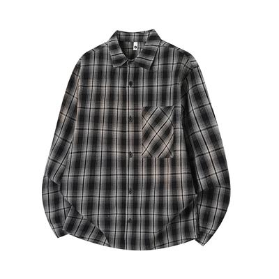 Retro Plaid Shirt For Men, Loose Collared Plaid Long Sleeved Cardigan Jacket