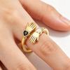 Romance Embrace Hands Couple Rings Adjustable Size With Zircon For Wedding Engagement