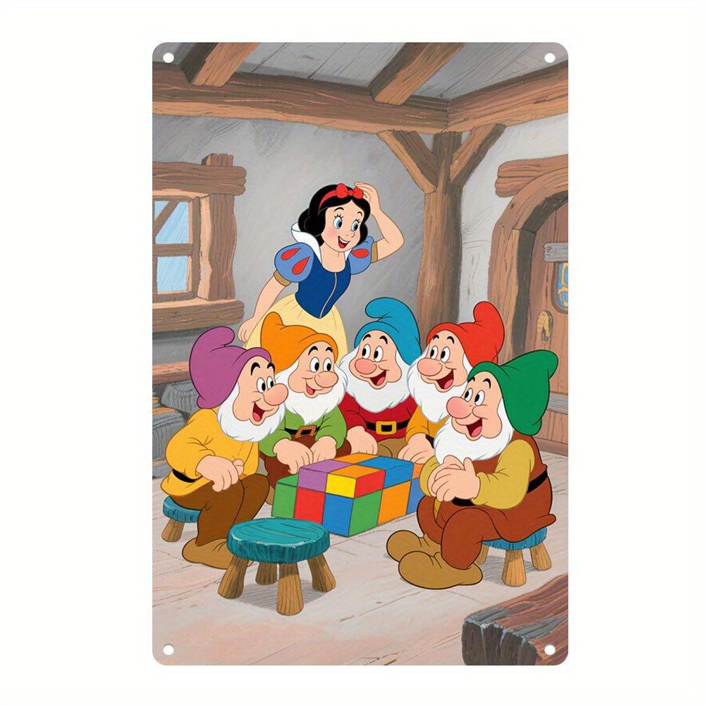 

1 шт., Дісней Білосніжка та сім гномів Видання для малювання Винтажний металевий залізний знак - 7,87x11,81 дюйма Настінний розпис, Ресторан, Кафе, G 20x30cm（7.8x11.8inch）